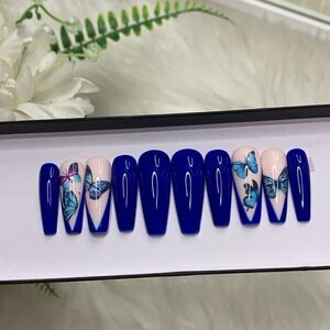Blue 🦋 Press On Nails | Handmade Press On Nails | Custom Nails